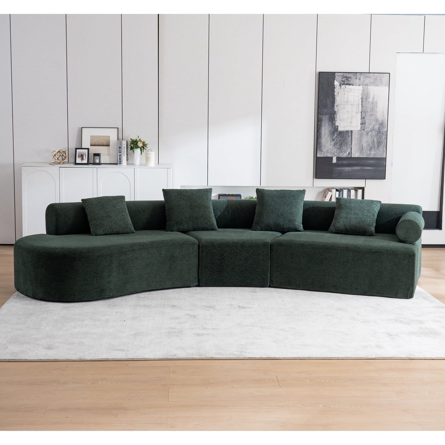 Divano moderno con seduta profonda in memory foam curvo