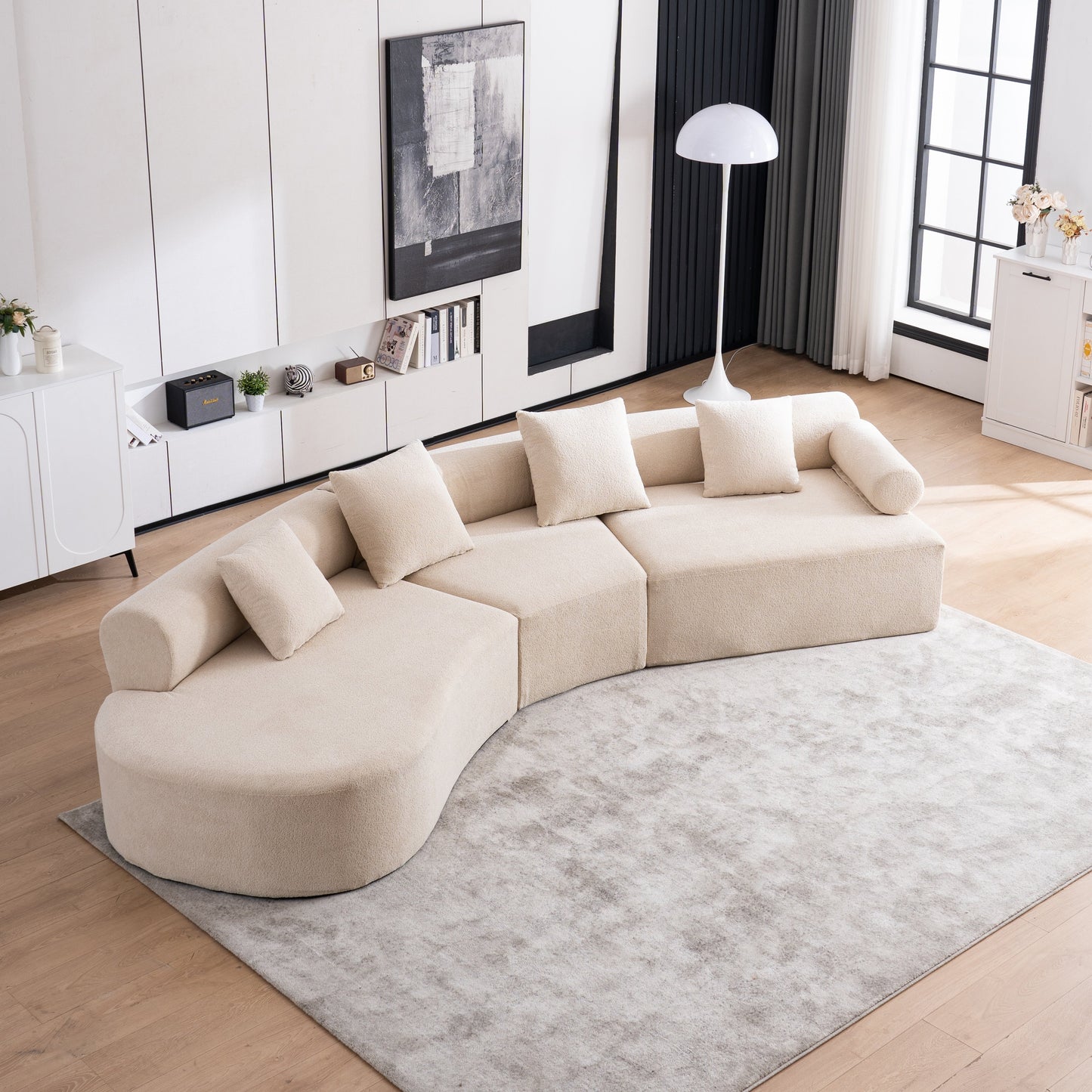 Divano moderno con seduta profonda in memory foam curvo