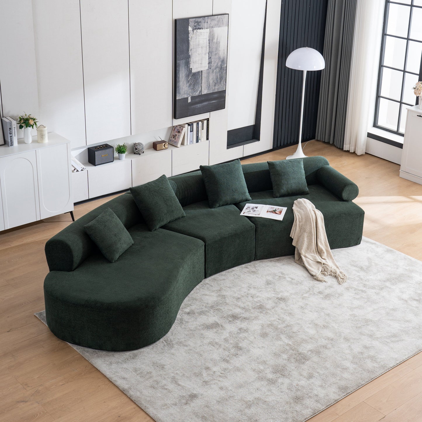 Divano moderno con seduta profonda in memory foam curvo