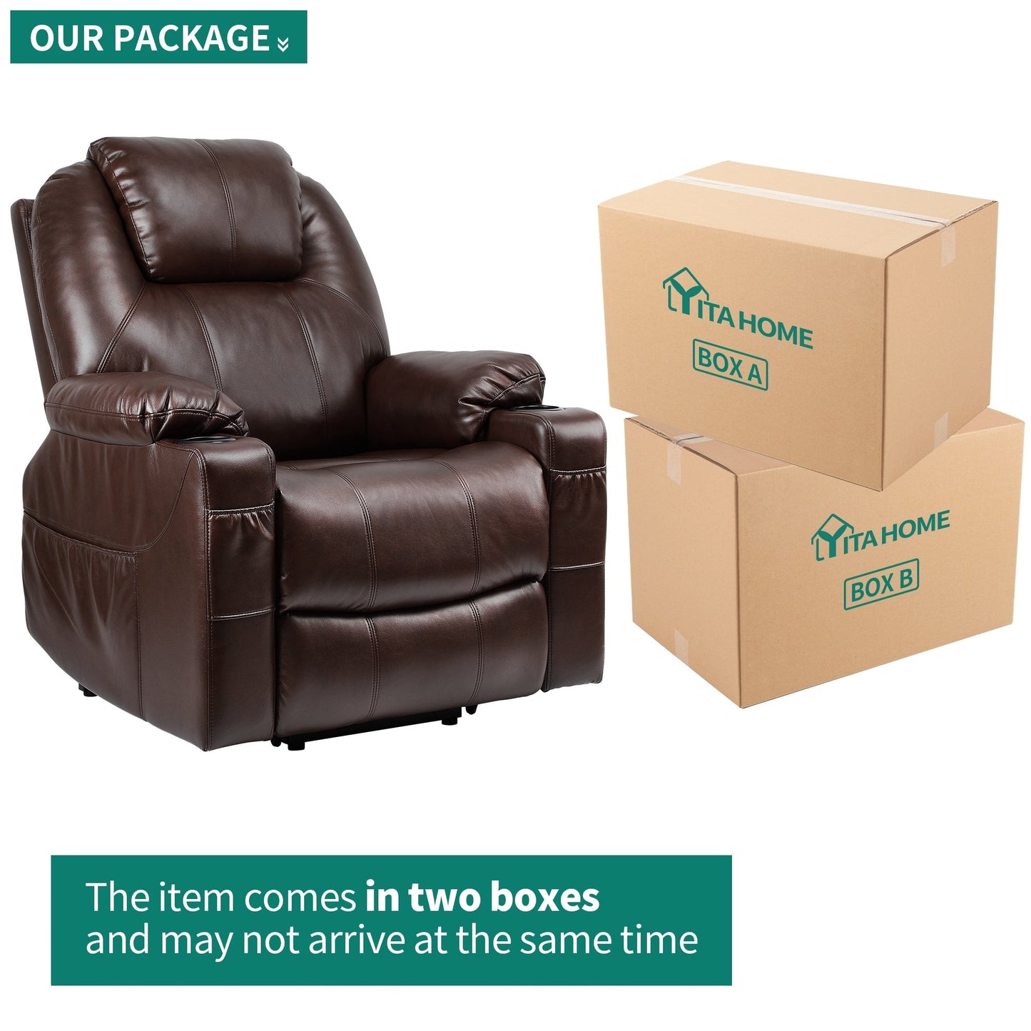 Poltrona reclinabile elettrica moderna con sollevamento elettrico, divano massaggiante riscaldato