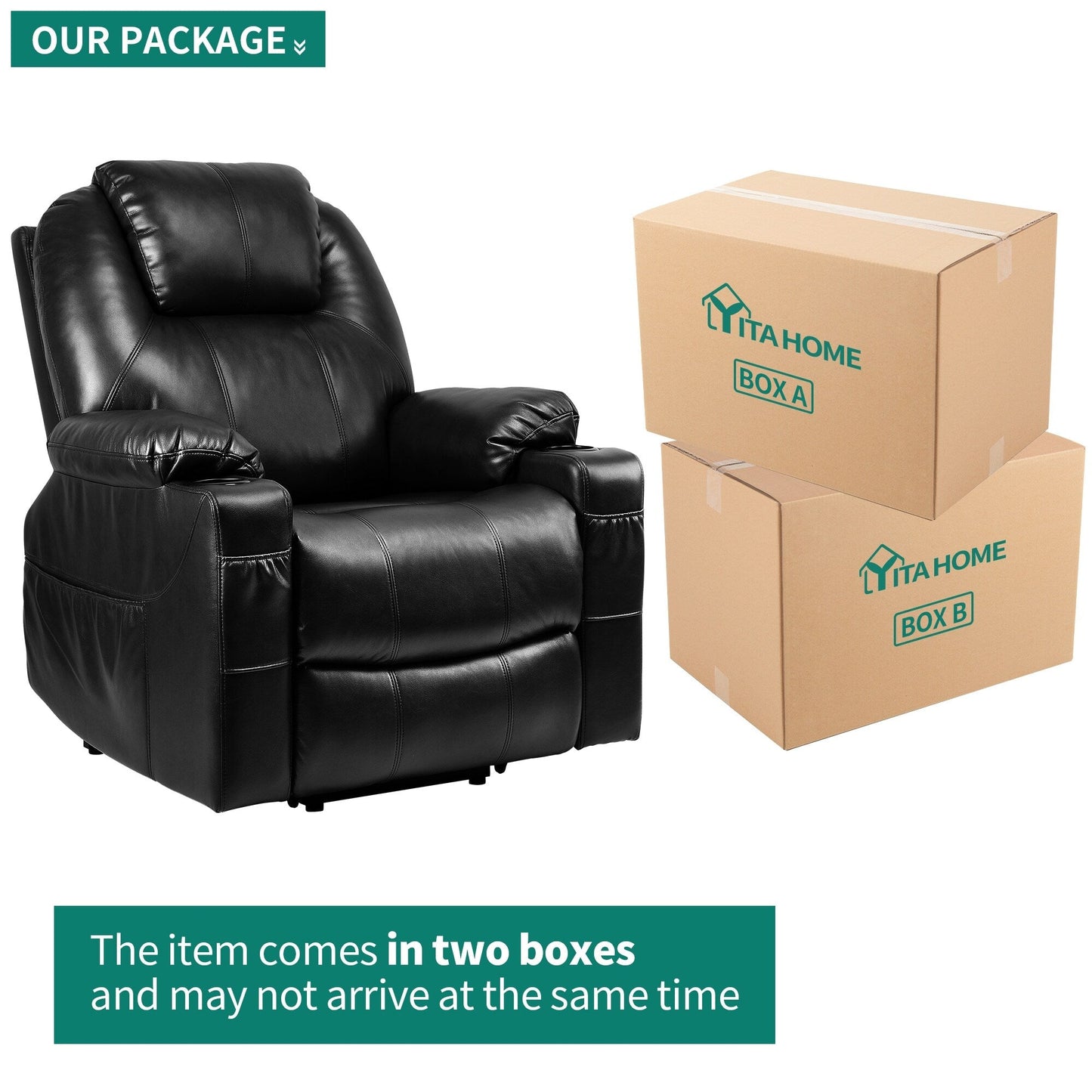 Poltrona reclinabile elettrica moderna con sollevamento elettrico, divano massaggiante riscaldato