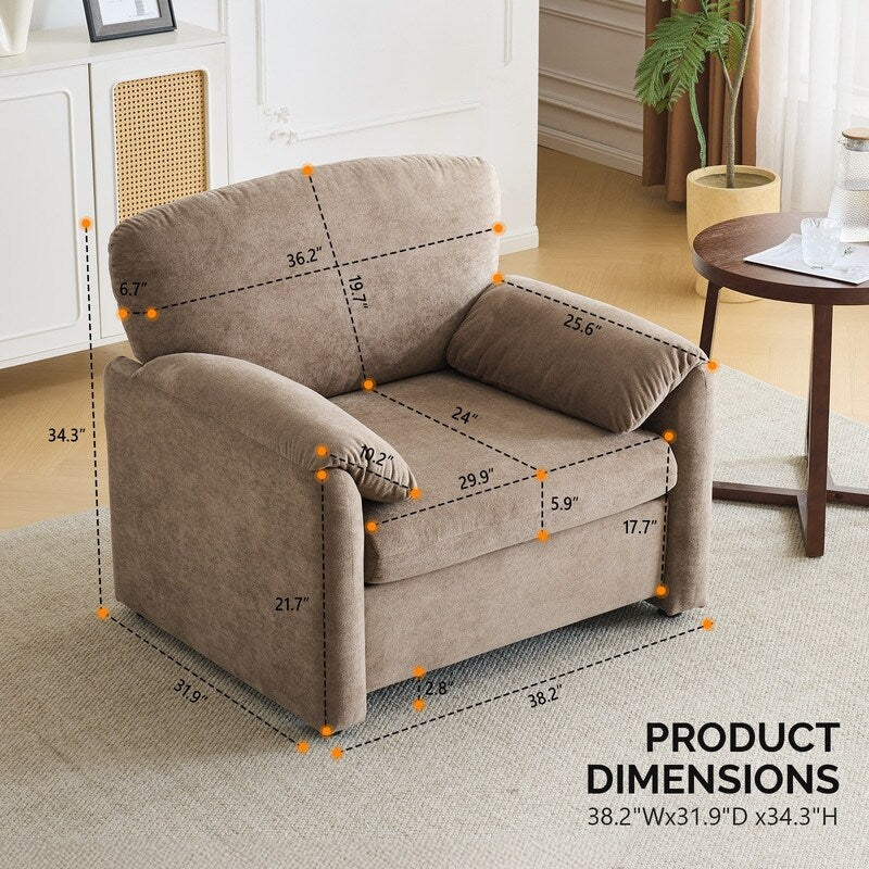 Poltrona moderna con orecchie di elefante, divano decorativo, seduta comoda per soggiorno e camera da letto