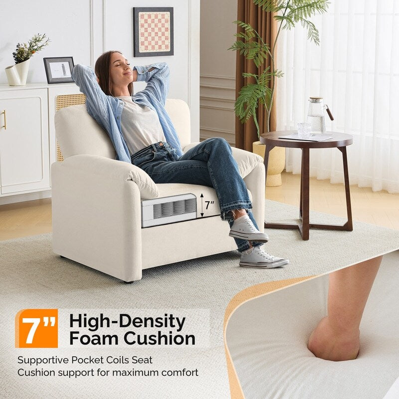 Poltrona moderna con orecchie di elefante, divano decorativo, seduta comoda per soggiorno e camera da letto