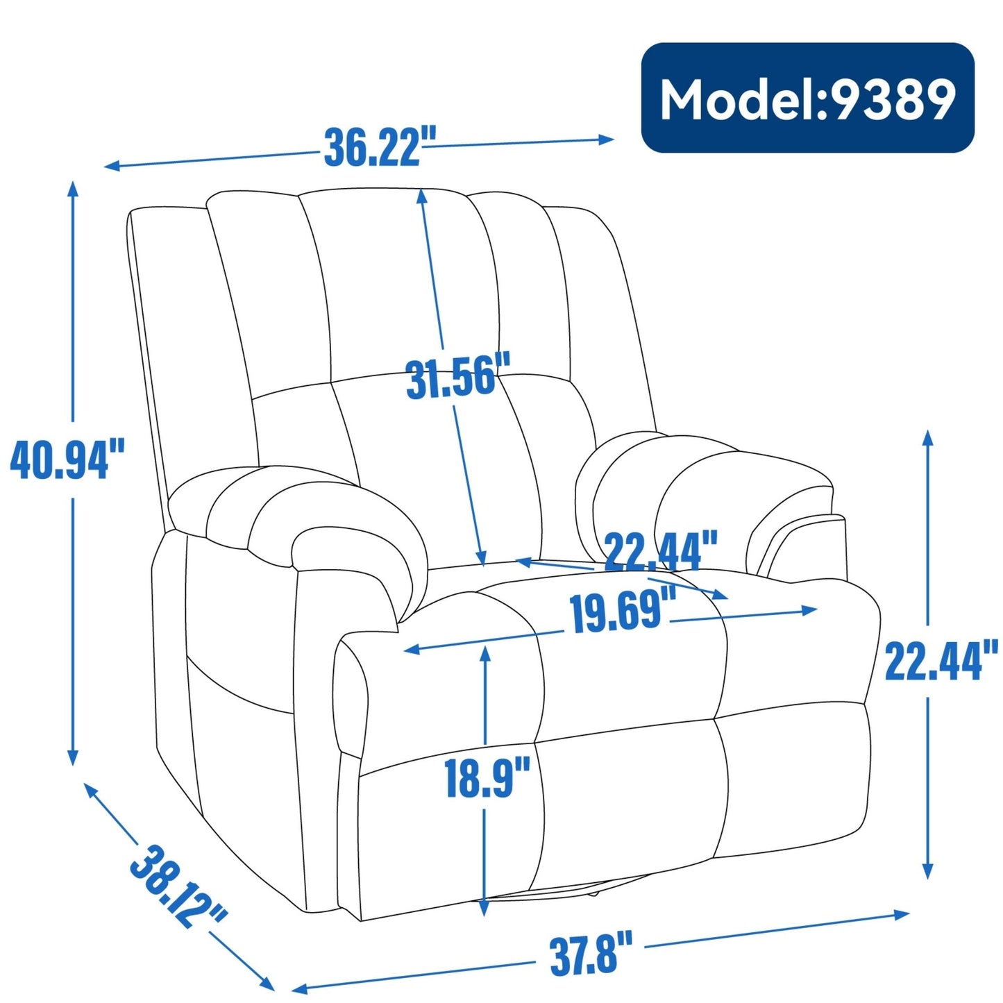 Poltrona reclinabile moderna in tessuto