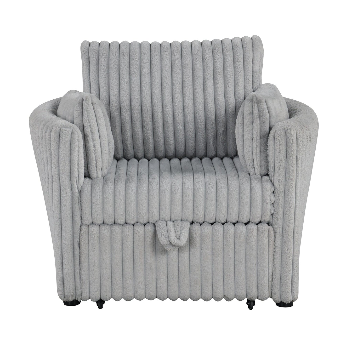 Divano letto singolo moderno in tessuto con USB e 2 cuscini