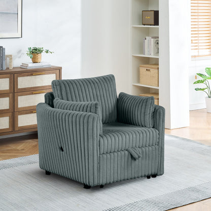 Divano letto singolo moderno in tessuto con USB e 2 cuscini