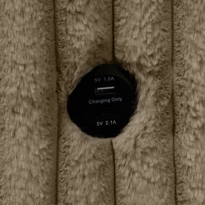 Divano letto singolo moderno in tessuto con USB e 2 cuscini