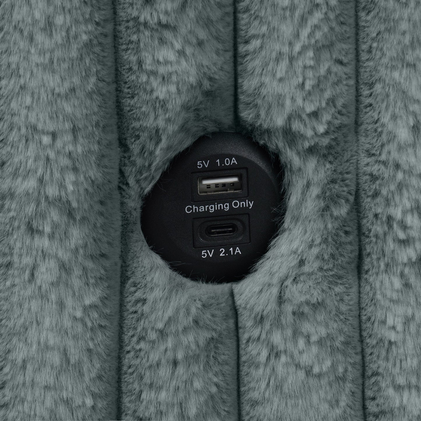 Divano letto singolo moderno in tessuto con USB e 2 cuscini