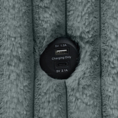 Divano letto singolo moderno in tessuto con USB e 2 cuscini