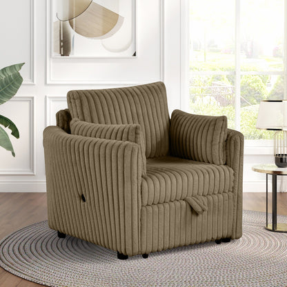 Divano letto singolo moderno in tessuto con USB e 2 cuscini