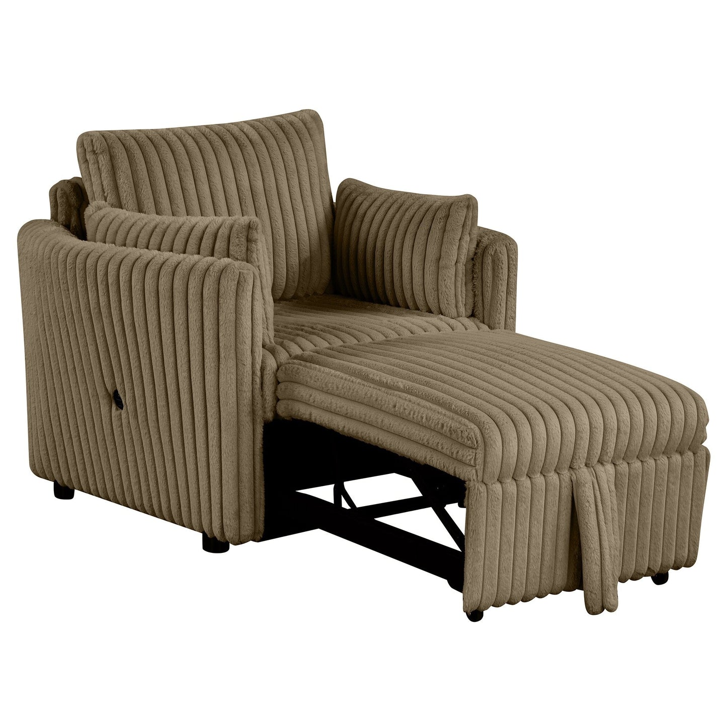 Divano letto singolo moderno in tessuto con USB e 2 cuscini