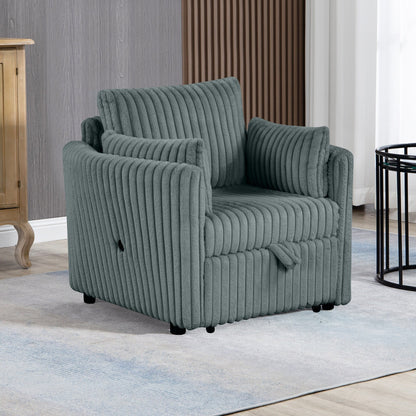 Divano letto singolo moderno in tessuto con USB e 2 cuscini