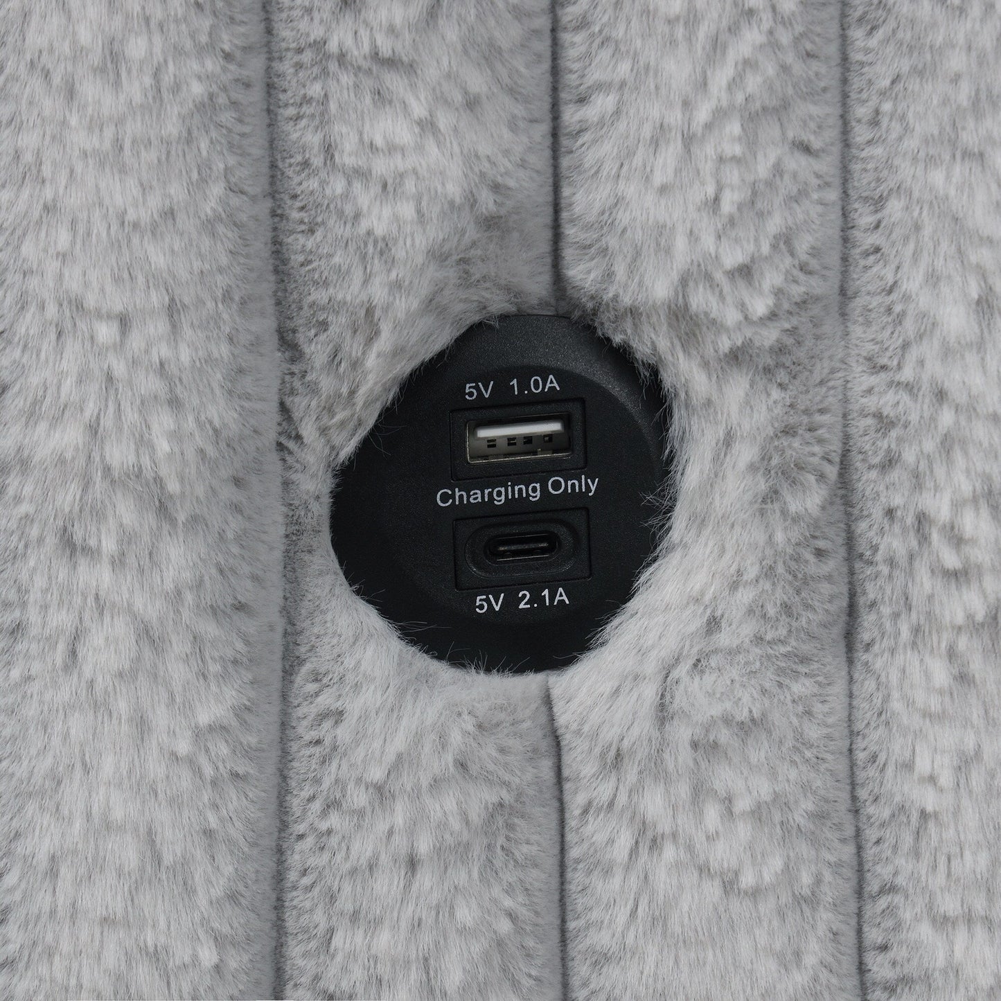 Divano letto singolo moderno in tessuto con USB e 2 cuscini