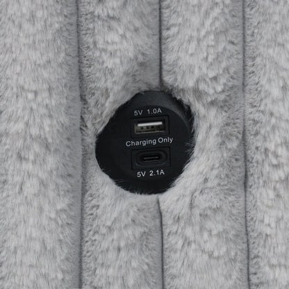 Divano letto singolo moderno in tessuto con USB e 2 cuscini