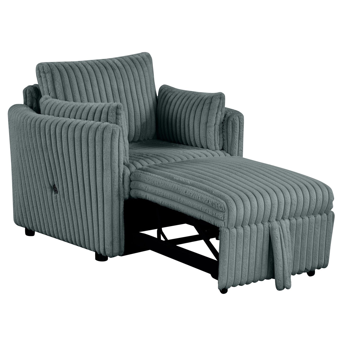 Divano letto singolo moderno in tessuto con USB e 2 cuscini