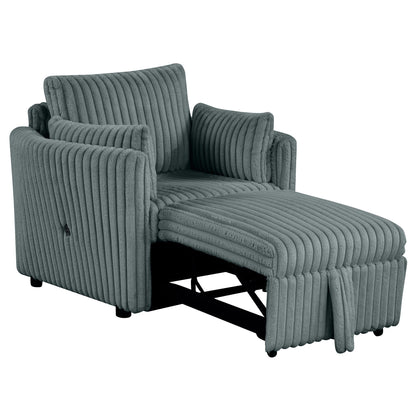 Divano letto singolo moderno in tessuto con USB e 2 cuscini