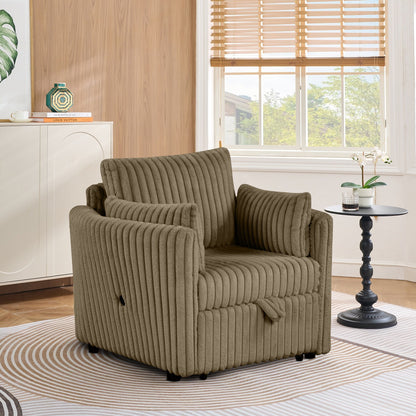 Divano letto singolo moderno in tessuto con USB e 2 cuscini