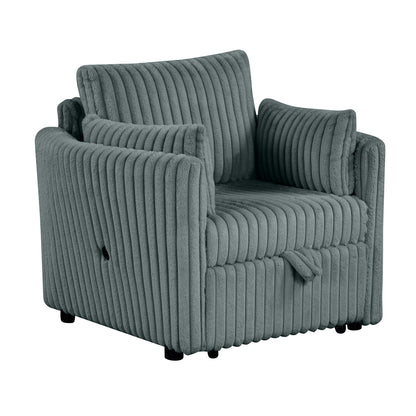 Divano letto singolo moderno in tessuto con USB e 2 cuscini