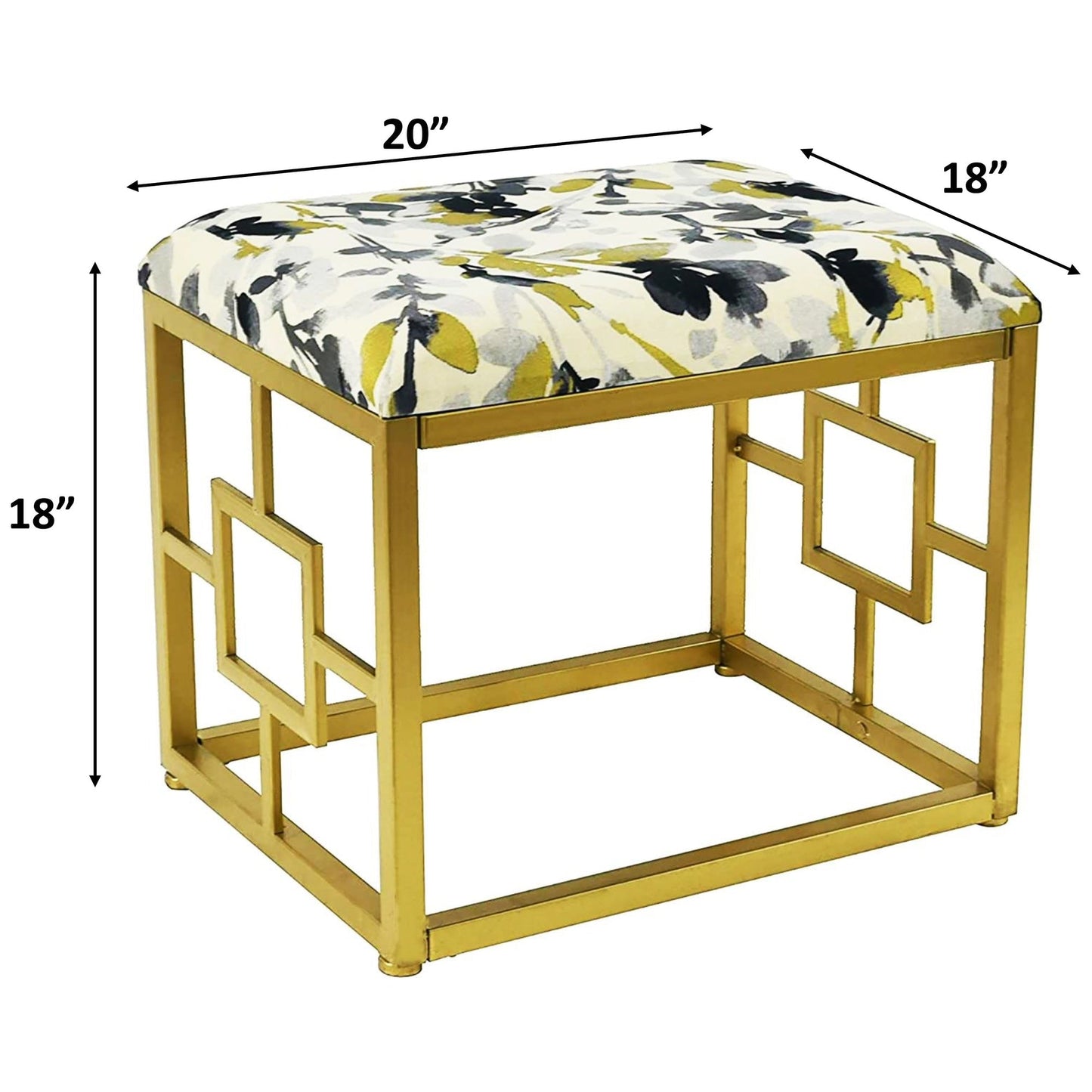 Pouf moderno rivestito in tessuto con imbottitura in schiuma, larghezza 20
