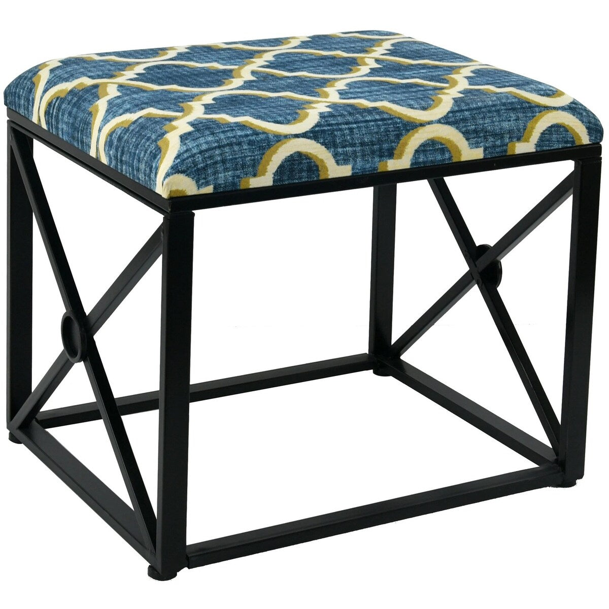 Pouf moderno rivestito in tessuto con imbottitura in schiuma, larghezza 22