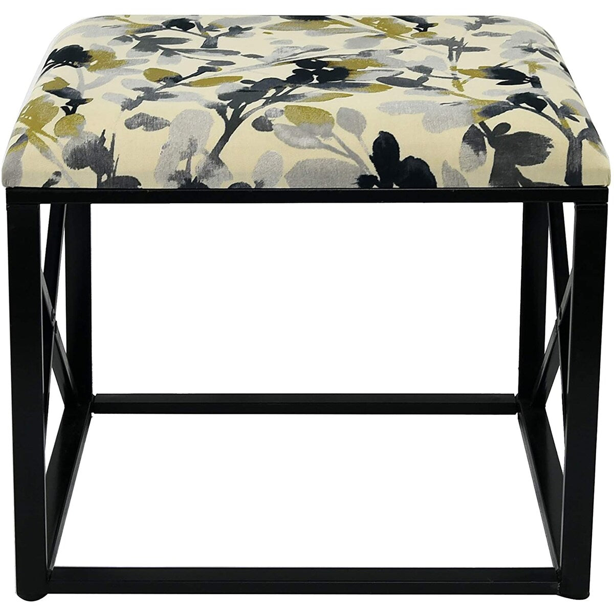 Pouf moderno rivestito in tessuto con imbottitura in schiuma, larghezza 22