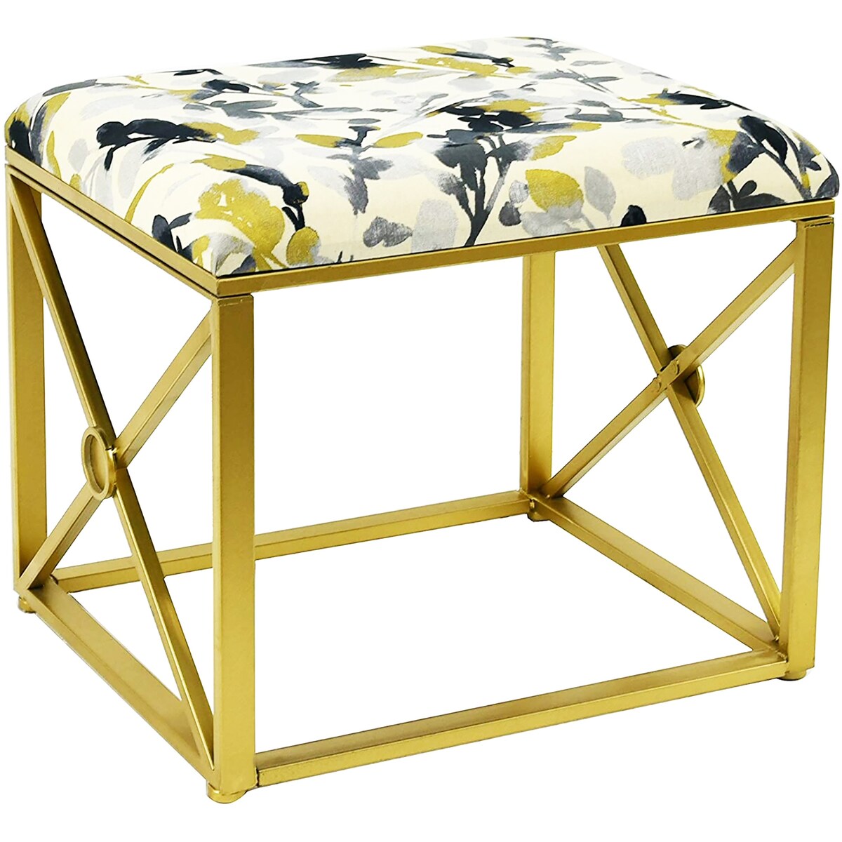 Pouf moderno rivestito in tessuto con imbottitura in schiuma, larghezza 22