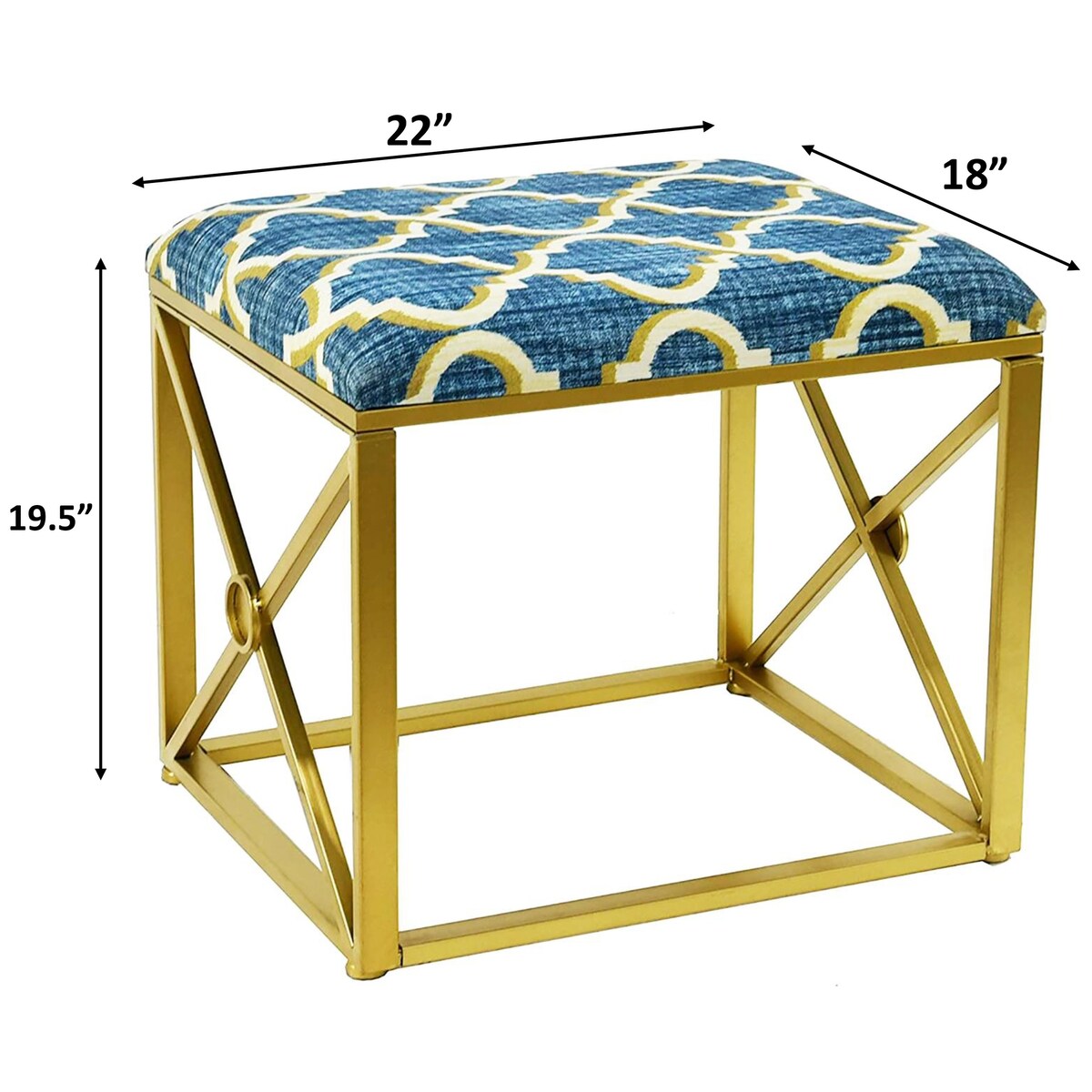 Pouf moderno rivestito in tessuto con imbottitura in schiuma, larghezza 22