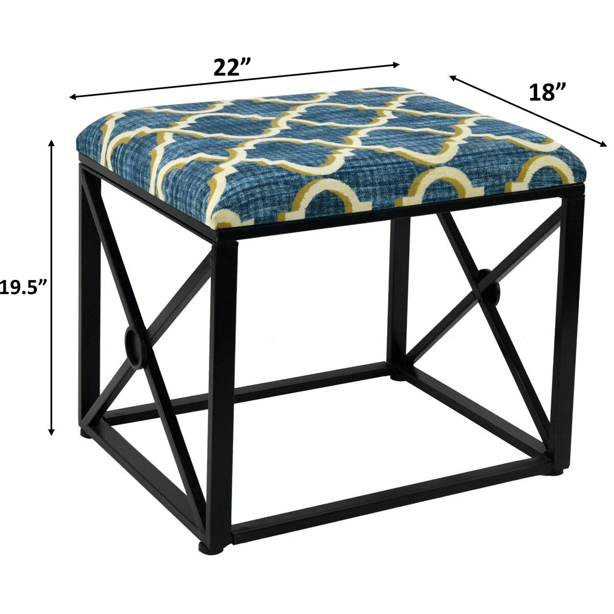 Pouf moderno rivestito in tessuto con imbottitura in schiuma, larghezza 22