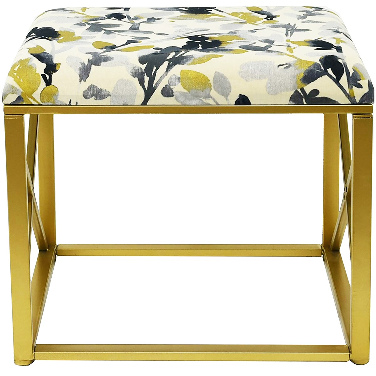 Pouf moderno rivestito in tessuto con imbottitura in schiuma, larghezza 22