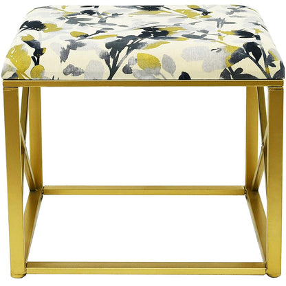 Pouf moderno rivestito in tessuto con imbottitura in schiuma, larghezza 22