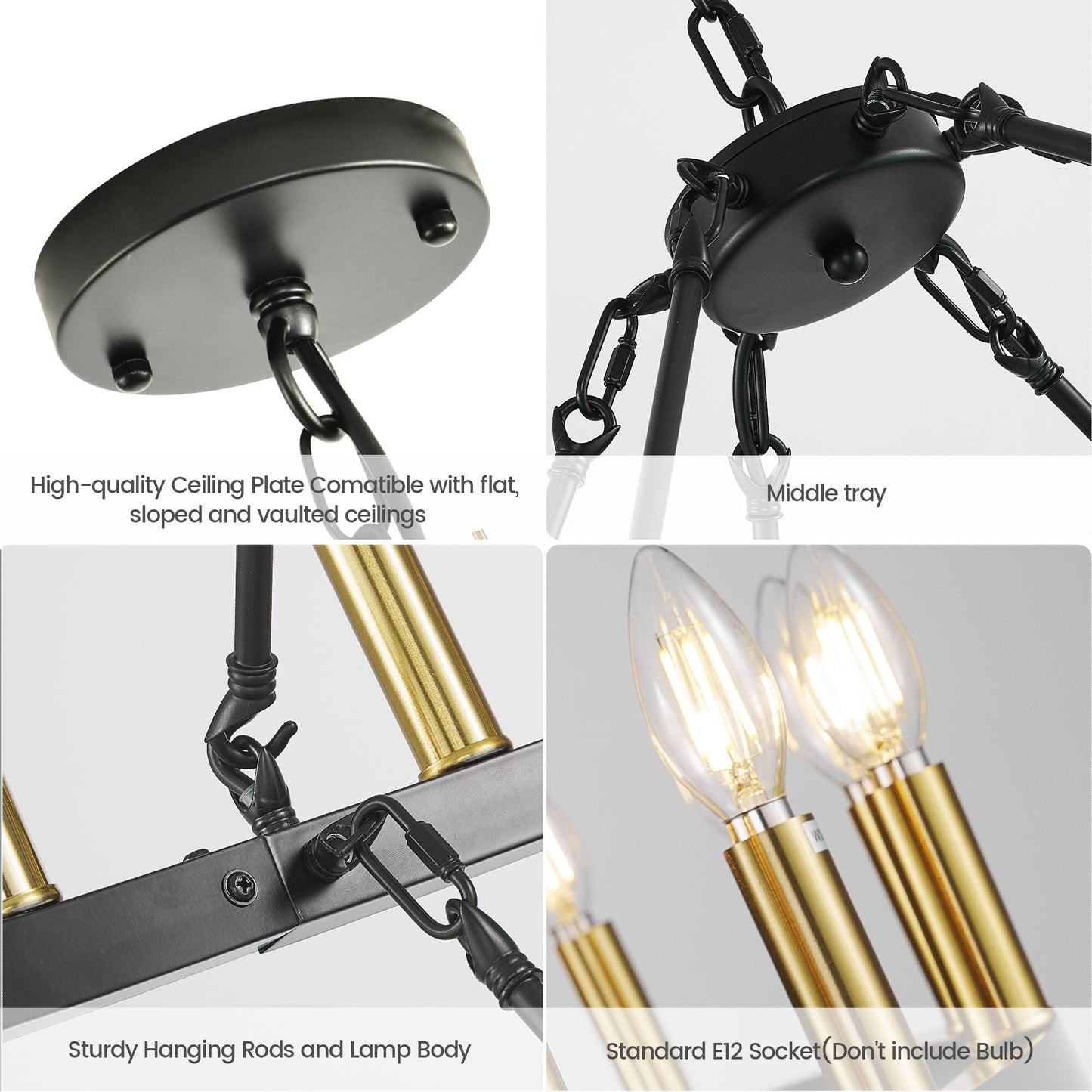 Lampadario moderno in stile fattoria, lampadario a ruota di carro rotondo a 2 livelli, grande lampadario alto da soffitto.