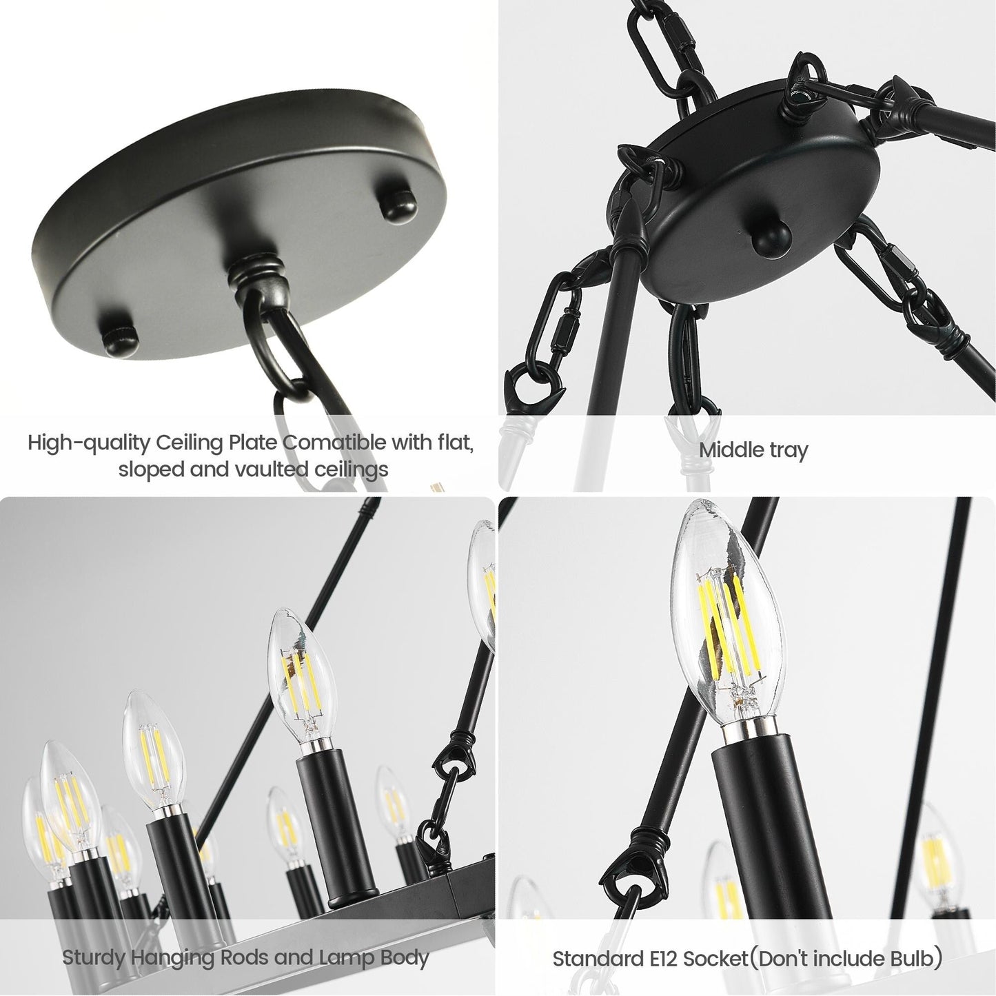 Lampadario moderno in stile fattoria, lampadario a ruota di carro rotondo a 2 livelli, grande lampadario alto da soffitto.