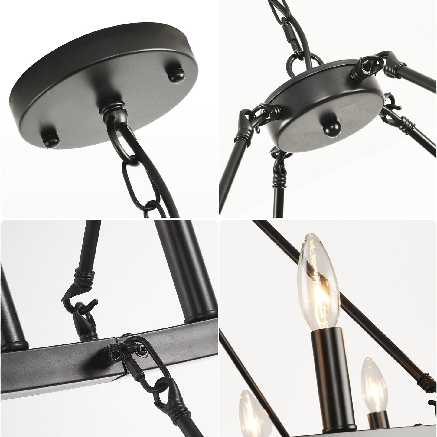 Lampadario moderno in stile fattoria, lampadario a ruota di carro rotondo a 2 livelli, grande lampadario alto da soffitto.