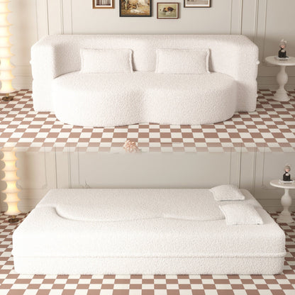 Divano letto moderno con 2 cuscini, imbottito in schiuma