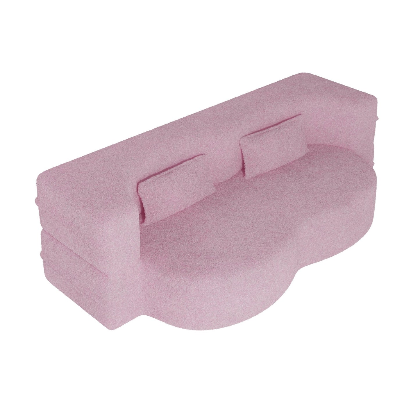 Divano letto moderno con 2 cuscini, imbottito in schiuma