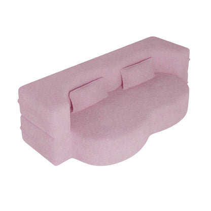 Divano letto moderno con 2 cuscini, imbottito in schiuma