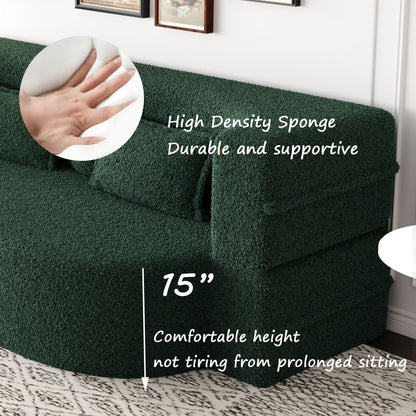 Divano letto moderno con 2 cuscini, imbottito in schiuma