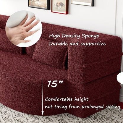 Divano letto moderno con 2 cuscini, imbottito in schiuma