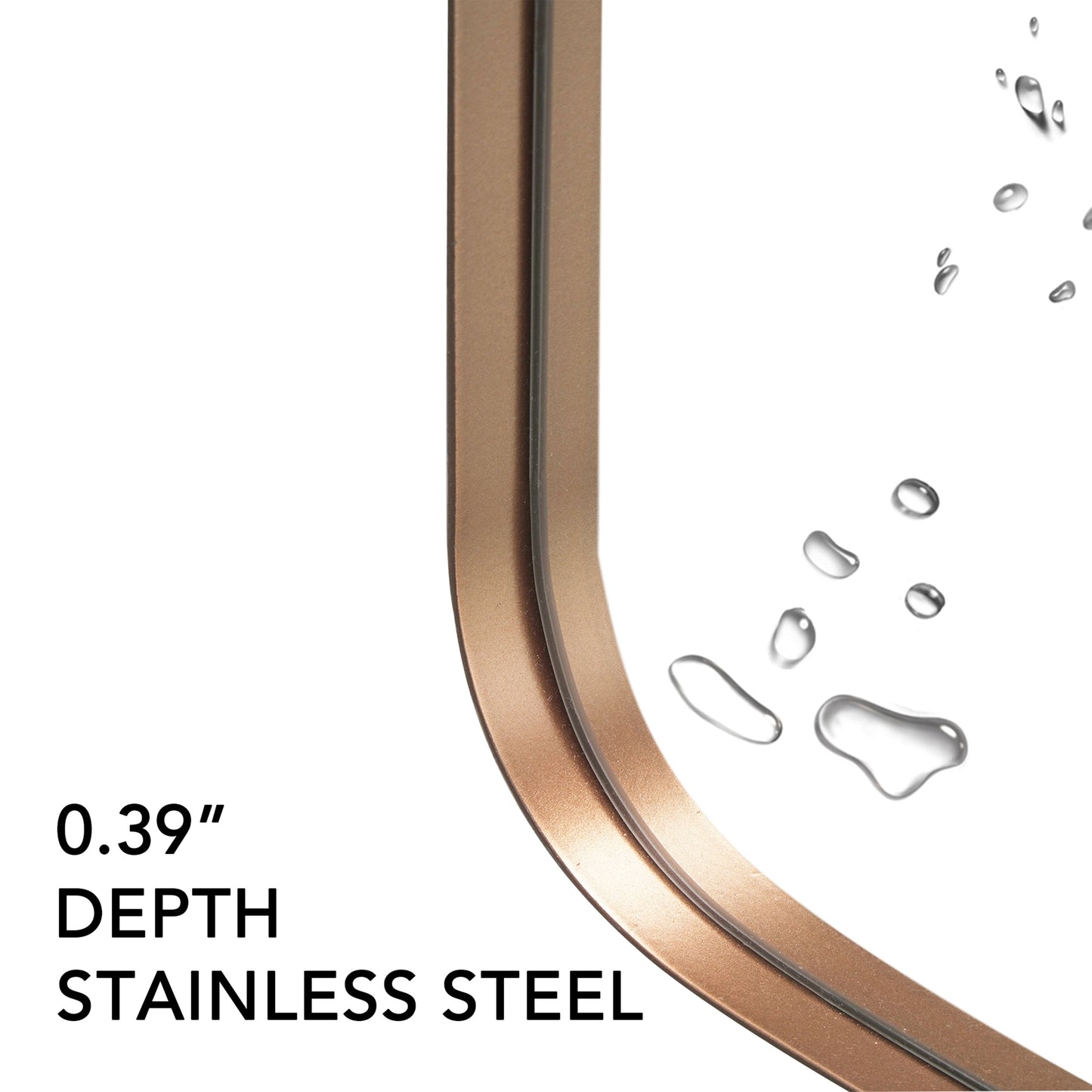 Specchio da parete, specchio da toeletta, specchio da bagno con angolo arrotondato (1 pezzo)