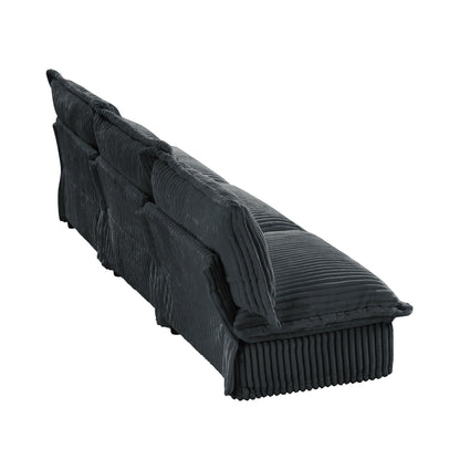 Divano moderno a 3 posti in velluto a coste componibile senza braccioli