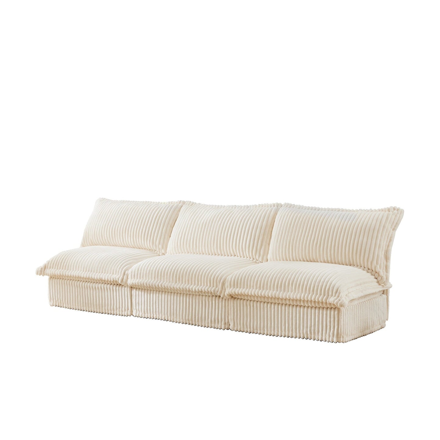 Divano moderno a 3 posti in velluto a coste componibile senza braccioli