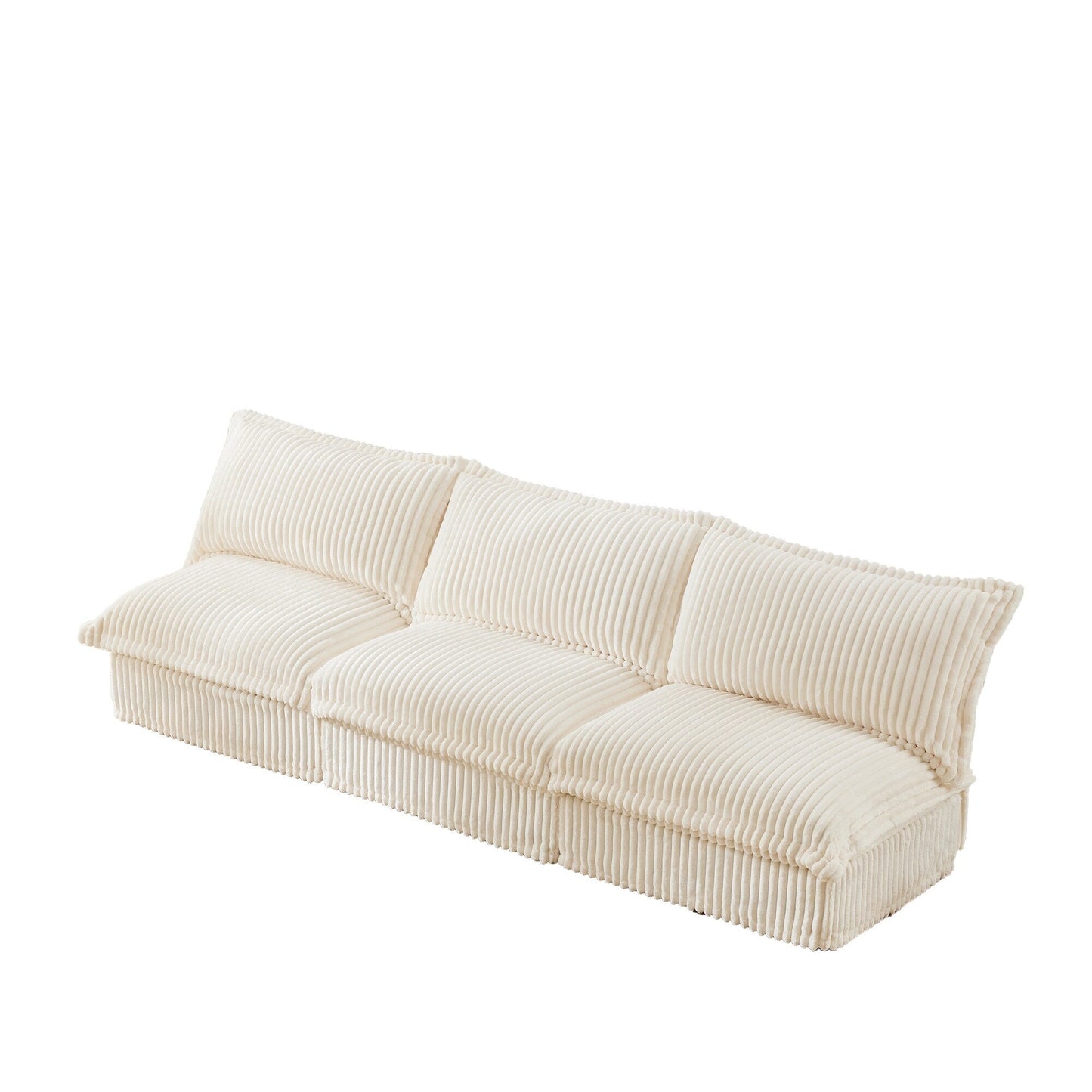 Divano moderno a 3 posti in velluto a coste componibile senza braccioli