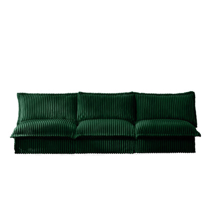 Divano moderno a 3 posti in velluto a coste componibile senza braccioli