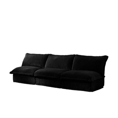 Divano moderno a 3 posti in velluto a coste componibile senza braccioli