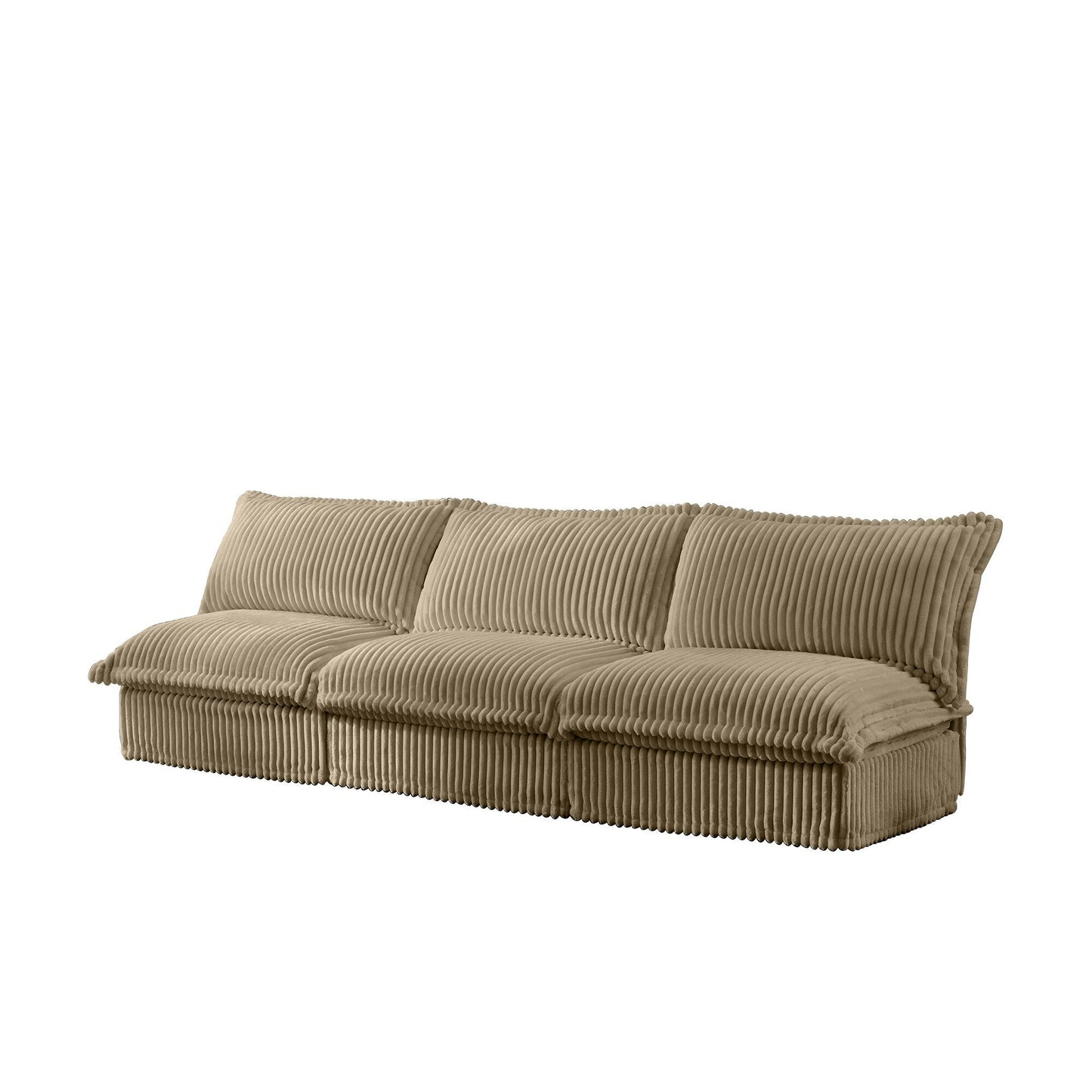 Divano moderno a 3 posti in velluto a coste componibile senza braccioli