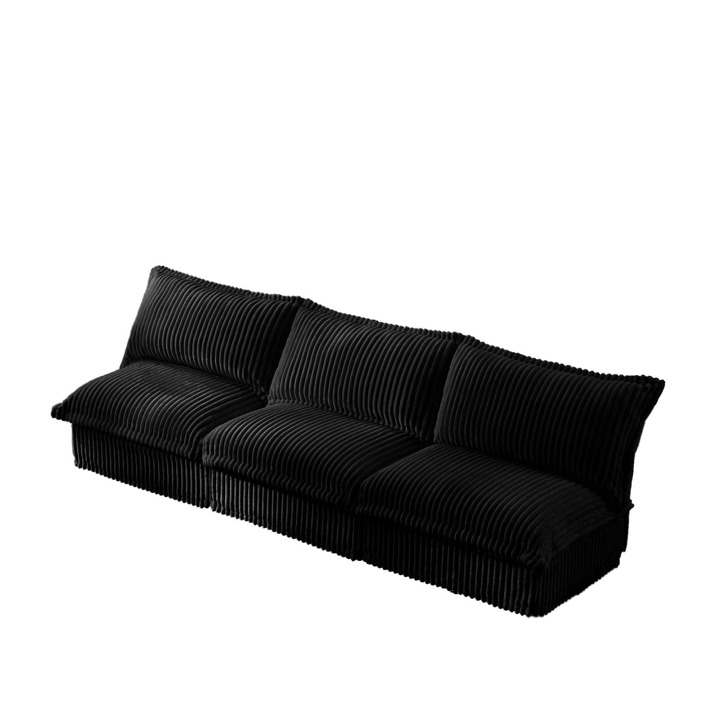 Divano moderno a 3 posti in velluto a coste componibile senza braccioli