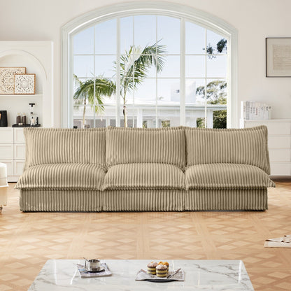 Divano moderno a 3 posti in velluto a coste componibile senza braccioli