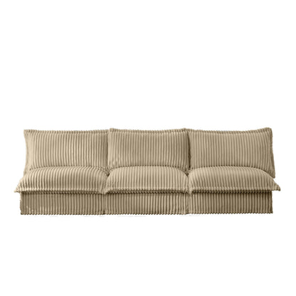 Divano moderno a 3 posti in velluto a coste componibile senza braccioli