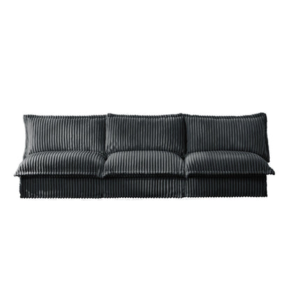 Divano moderno a 3 posti in velluto a coste componibile senza braccioli