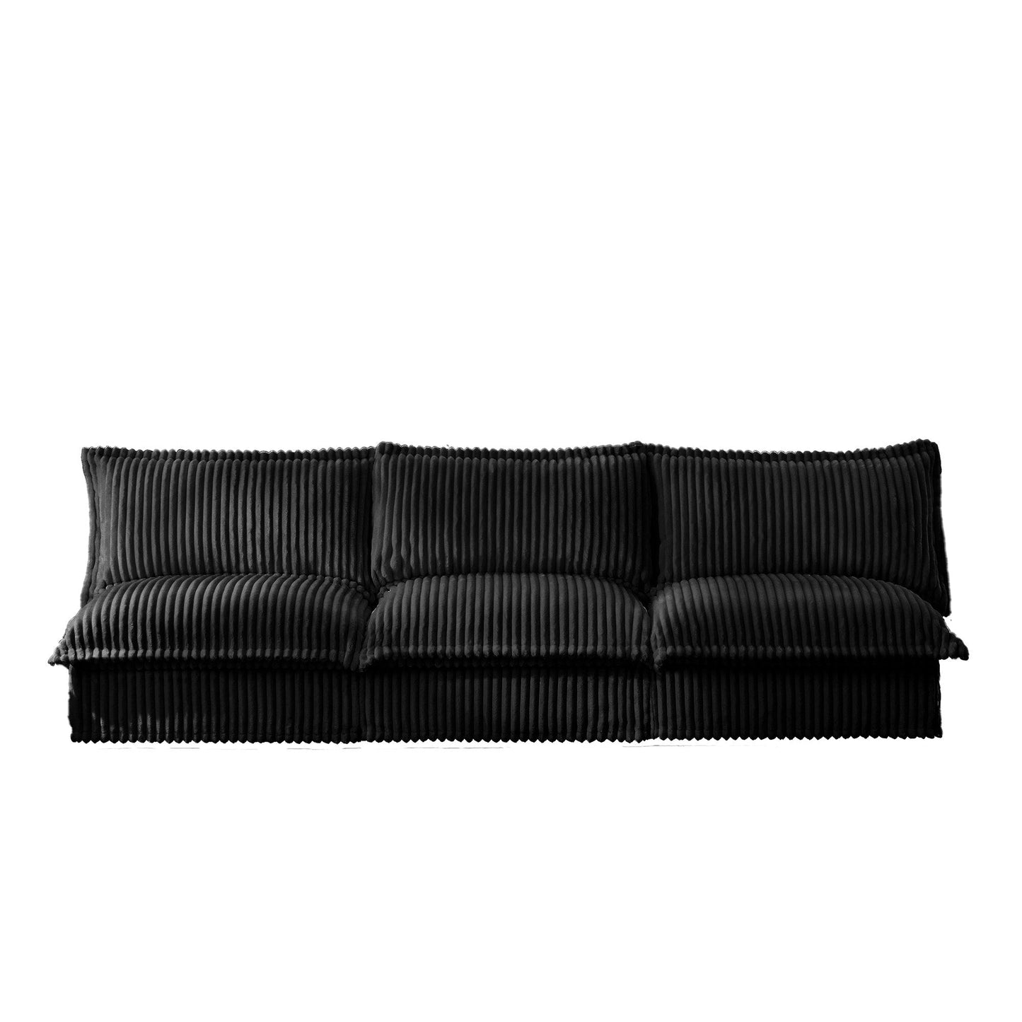 Divano moderno a 3 posti in velluto a coste componibile senza braccioli